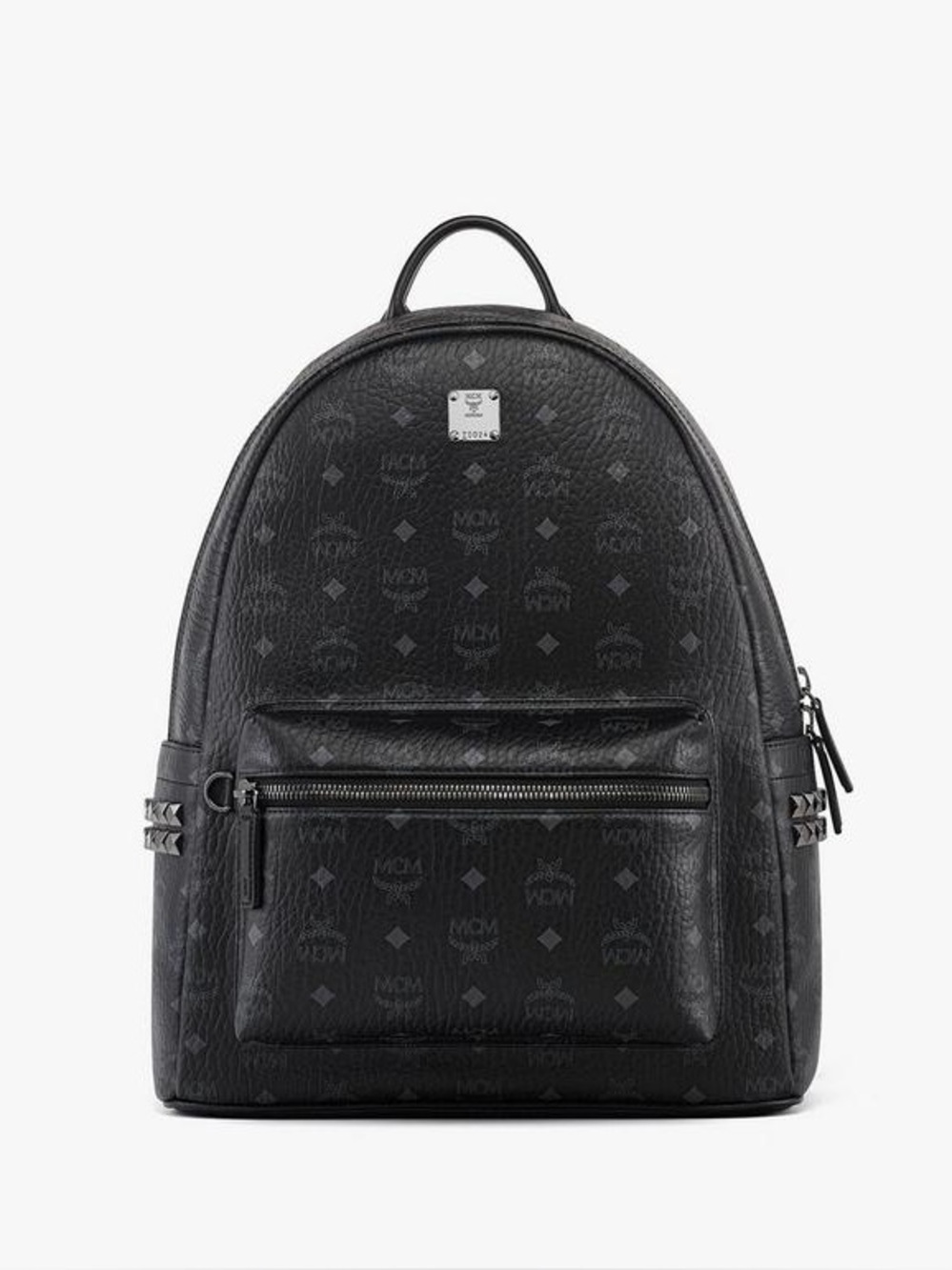 MCM Black Leather Backpack with Cognac Interior